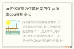 pr优化渲染为性能还是内存 pr渲染cpu使用率低