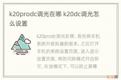 k20prodc调光在哪 k20dc调光怎么设置