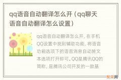 qq聊天语音自动翻译怎么设置 qq语音自动翻译怎么开