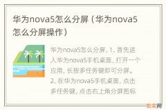 华为nova5怎么分屏操作 华为nova5怎么分屏