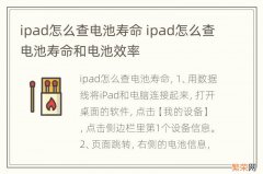 ipad怎么查电池寿命 ipad怎么查电池寿命和电池效率