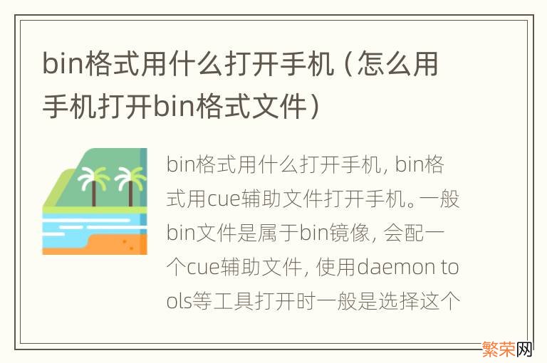 怎么用手机打开bin格式文件 bin格式用什么打开手机