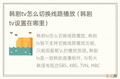 韩剧tv设置在哪里 韩剧tv怎么切换线路播放