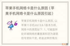 苹果手机网络卡是什么原因引起 苹果手机网络卡是什么原因