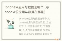 iphonexr的应用与数据在哪里 iphonexr应用与数据选哪个