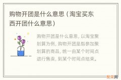 淘宝买东西开团什么意思 购物开团是什么意思