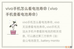 vivo手机查看电池寿命 vivo手机怎么看电池寿命