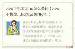 vivo手机显示hd怎么关闭少年 vivo手机显示hd怎么关闭