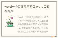 word一个页面显示两页 word页面有两页