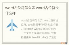 word占位符怎么弄 word占位符长什么样