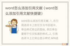 word怎么添加引用文献快捷键 word怎么添加引用文献