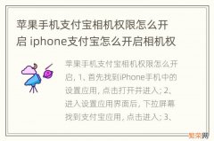 苹果手机支付宝相机权限怎么开启 iphone支付宝怎么开启相机权限