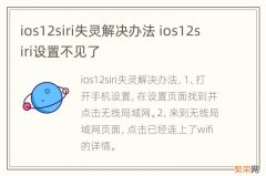 ios12siri失灵解决办法 ios12siri设置不见了