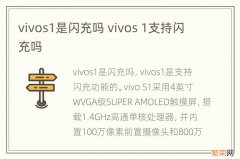 vivos1是闪充吗 vivos 1支持闪充吗