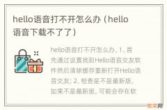 hello语音下载不了了 hello语音打不开怎么办