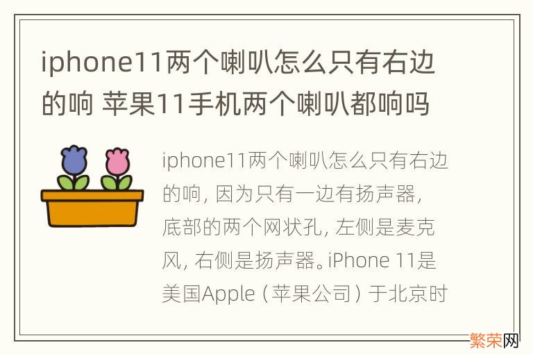 iphone11两个喇叭怎么只有右边的响 苹果11手机两个喇叭都响吗