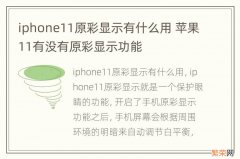 iphone11原彩显示有什么用 苹果11有没有原彩显示功能