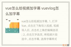 vue怎么给视频加字幕 vuevlog怎么加字幕