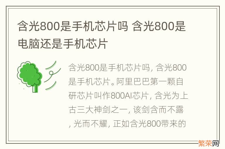 含光800是手机芯片吗 含光800是电脑还是手机芯片