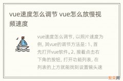 vue速度怎么调节 vue怎么放慢视频速度