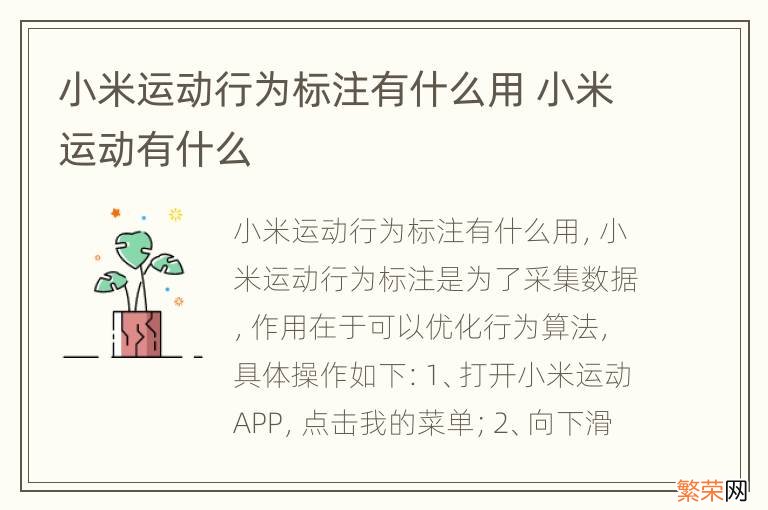 小米运动行为标注有什么用 小米运动有什么