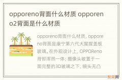 opporeno背面什么材质 opporeno2背面是什么材质