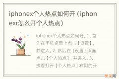 iphonexr怎么开个人热点 iphonex个人热点如何开