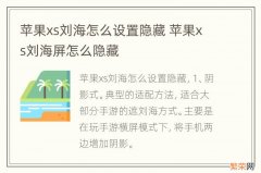 苹果xs刘海怎么设置隐藏 苹果xs刘海屏怎么隐藏