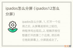 ipados12怎么分屏 ipados怎么分屏