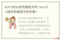 ios13.4信任的描述文件在哪 ios13怎么信任描述文件