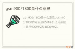 gsm900/1800是什么意思