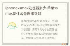 iphonexsmax处理器多少 苹果xsmax是什么处理器参数