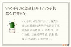 vivo手机怎么打开HD vivo手机hd怎么打开