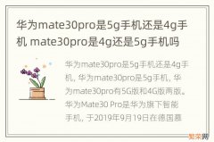 华为mate30pro是5g手机还是4g手机 mate30pro是4g还是5g手机吗