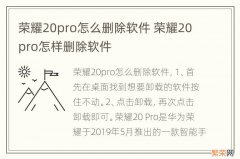 荣耀20pro怎么删除软件 荣耀20pro怎样删除软件