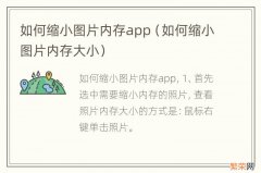 如何缩小图片内存大小 如何缩小图片内存app