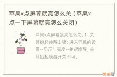 苹果x点一下屏幕就亮怎么关闭 苹果x点屏幕就亮怎么关