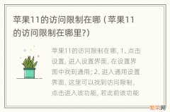 苹果11的访问限制在哪里? 苹果11的访问限制在哪