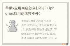 iphonex应用商店打不开 苹果x应用商店怎么打不开