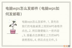 电脑wps如何发邮箱 电脑wps怎么发邮件