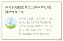 ps分割后的图片怎么保存 PS分割图片保存下来