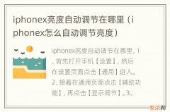 iphonex怎么自动调节亮度 iphonex亮度自动调节在哪里