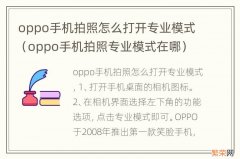 oppo手机拍照专业模式在哪 oppo手机拍照怎么打开专业模式