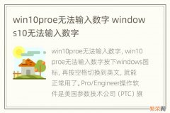 win10proe无法输入数字 windows10无法输入数字