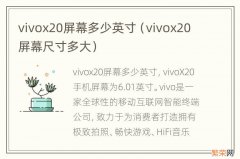 vivox20屏幕尺寸多大 vivox20屏幕多少英寸