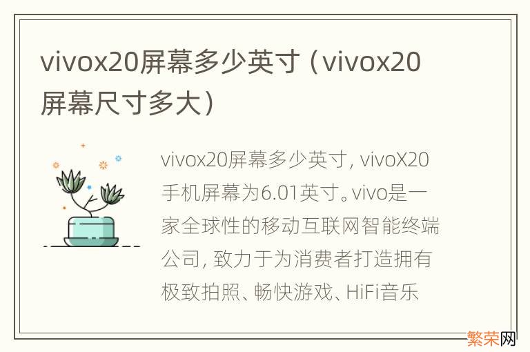 vivox20屏幕尺寸多大 vivox20屏幕多少英寸