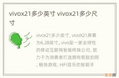 vivox21多少英寸 vivox21多少尺寸