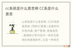 cc系统是什么意思啊 CC系是什么意思