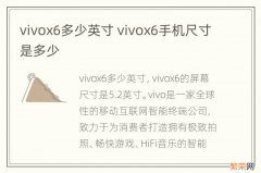 vivox6多少英寸 vivox6手机尺寸是多少