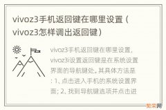 vivoz3怎样调出返回键 vivoz3手机返回键在哪里设置